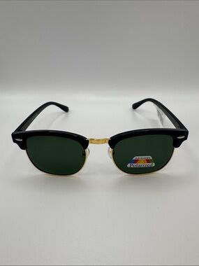 Polarized Black and Gold Clubmaster Sunglasses - Men